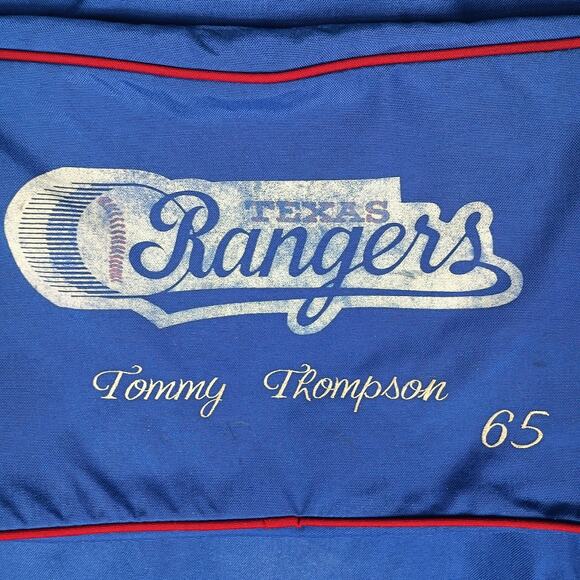 Vintage Texas Rangers Garment Bag Suit Bag Blue Red Piping Tommy Thompson 65 80s - Picture 3 of 9